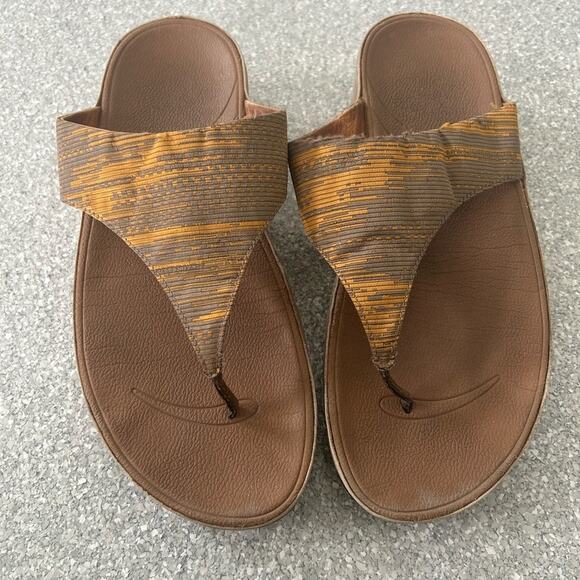 Fitflop Brown Sandals with Orange Accents - Picture 1 of 4